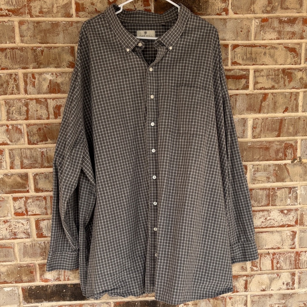 Oak Hill Gray Plaid Plus Size Dress Shirt